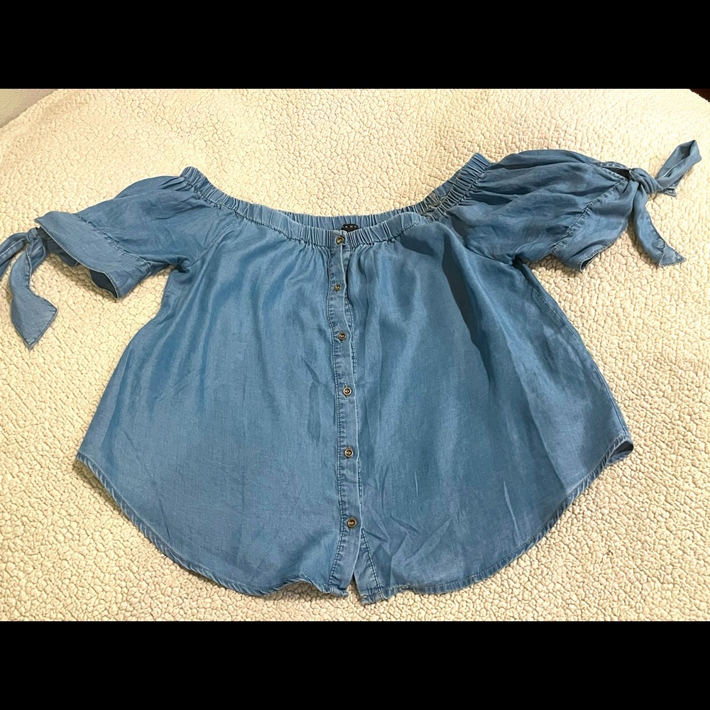Denim flowy top